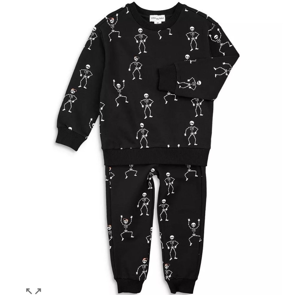 Miles The Label Boys' Glow-in-the-Dark Skeleton Sweatshirt & Sweatpants Set